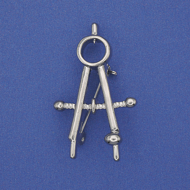 Compass Brooch Silver-Tone Metal 41x24mm+