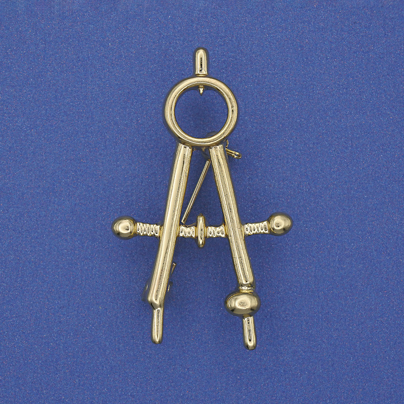 Compass Brooch Gold-Tone Metal 41x24mm+
