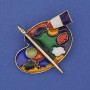 Brooch Pendant Palette with Enamel Gold-Tone Metal 40x37mm+