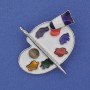 Brooch Pendant Palette with Enamel Silver-Tone Metal 40x37mm+