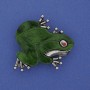 Brooch Pendant Frog Mother-of-Pearl Green Colour Rhinestones Silver-Tone Metal 35x34mm+