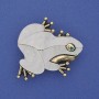 Brooch Pendant Frog Mother-of-Pearl White Colour Rhinestones Gold-Tone Metal 35x34mm+