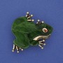 Brooch Pendant Frog Mother-of-Pearl Green Colour Rhinestones Gold-Tone Metal 35x34mm+