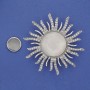 Magnetic Brooch Mother-of-Pearl Sun White Rhinestones Silver-Tone Metal 47mm+