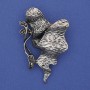 Accent Brooch Grey Rhinestones Silver-Tone Metal 50x30mm+