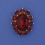 Accent Brooch, Red Crystal, Rhinestones, Gold-Tone Metal, 30x24mm+
