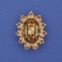 Accent Brooch Champagne Crystal & Rhinestones Gold-tone Metal 30x24mm+