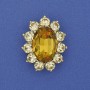 Brooch Accent Yellow Crystal Rhinestones Gold-Tone Metal 30x24mm+