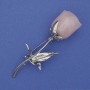 Rose Brooch Acrylic Silver-tone Metal 68x25mm+