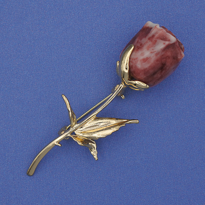Rose Brooch, acrylic, gold-tone metal, 68x25mm+