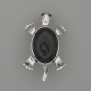 Brooch Pendant Turtle Cairo Night Aventurine 52x35mm+ Movable Parts Silver-Tone Metal
