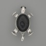 Brooch Pendant Turtle Cairo Night Aventurine 52x35mm+ Movable Parts Silver-Tone Metal