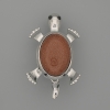Brooch Pendant Turtle Aventurine Golden Sand 52x35mm+/- movable parts silver-tone metal