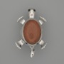 Brooch Pendant Turtle Aventurine Golden Sand 52x35mm+/- movable parts silver-tone metal
