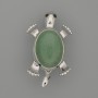 Brooch Pendant Turtle Jade 52x35mm+/-, moving parts, silver-tone metal