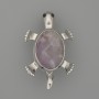 Brooch Pendant Turtle Amethyst 52x35mm+/- Moving Parts Silver-Tone Metal