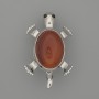 Brooch Pendant Turtle Carnelian 52x35mm+/- Moving Parts Silver-Tone Metal