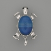 Brooch Pendant Turtle Agate 52x35mm+- movable parts silver-tone metal