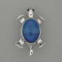 Brooch Pendant Turtle Agate 52x35mm+- movable parts silver-tone metal