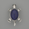 Brooch Pendant Turtle Lapis Lazuli 52x35mm+/- movable parts silver-tone metal
