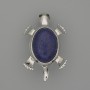 Brooch Pendant Turtle Lapis Lazuli 52x35mm+/- movable parts silver-tone metal