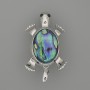 Brooch Pendant Turtle Abalone 52x35mm+/- movable parts silver-tone metal
