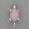 Brooch Pendant Turtle Rose Quartz 52x35mm+/- movable parts silver-tone metal