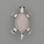 Brooch Pendant Turtle Rose Quartz 52x35mm+/- movable parts silver-tone metal