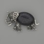 Brooch Pendant Elephant Aventurine Cairo Night 45x27mm+/- black rhinestones silver-tone metal