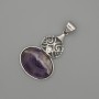 Amethyst Cabochon Pendant 50x28mm+/- Silver-Tone Metal