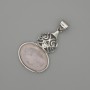 Cabochon Pendant, Rose Quartz 50x28mm+-, Silver-Tone Metal