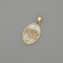 Mother-of-Pearl Tree Pendant 18x13mm+/-, Length 25mm+/- Gold-Tone Metal