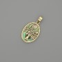 Abalone Tree Pendant 18x13mm+/-, Length 25mm+/- Gold-Tone Metal