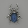 Beetle Brooch-Pendant, Agate 44x37mm+/- Silver-Tone Metal