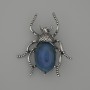 Beetle Brooch-Pendant, Agate 44x37mm+/- Silver-Tone Metal