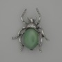 Beetle Brooch-Pendant, Jade 44x37mm+/- Silver-Tone Metal