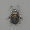 Brooch Pendant Beetle Tiger's Eye 44x37mm+- silver-tone metal