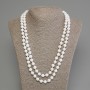 White Agate Necklace, Pressed Smooth Round Beads 8mm+-, Length 120cm+