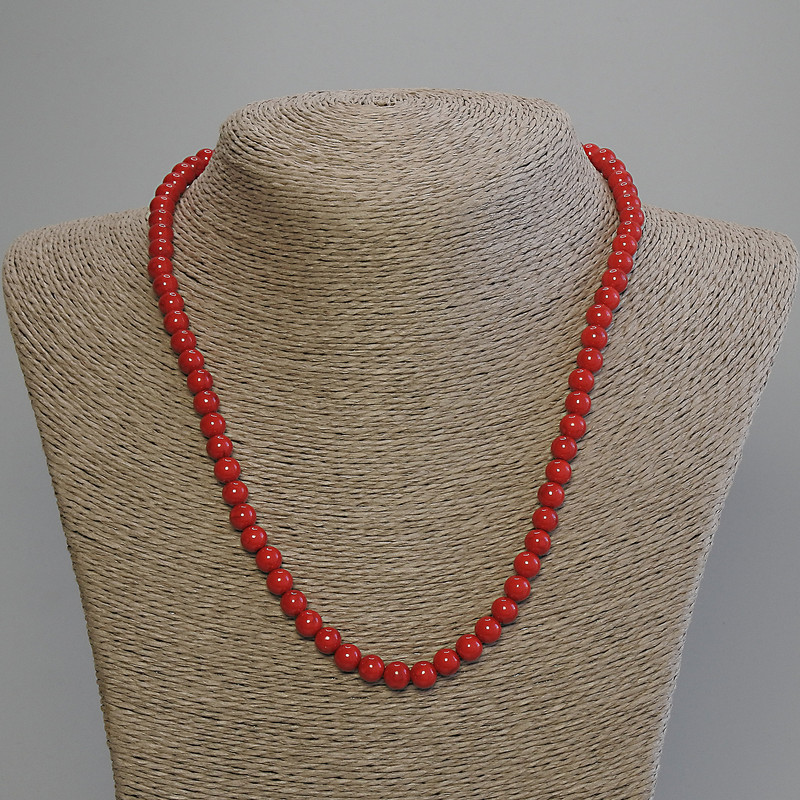 Coral Necklace, Pressed Smooth Round Beads 6mm+-, Length 50cm+