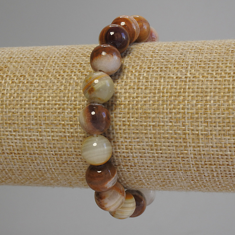 Onyx Bracelet, Smooth Round Beads, Diameter 10mm+-, Length 18cm+- (Stretch)