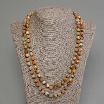 Long Onyx Necklace, Pressed Smooth Round Beads 8.5mm+-, Length 120cm+