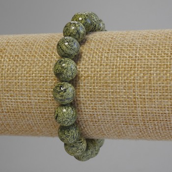 Serpentine Bracelet, Pressed Smooth Round Beads, Diameter 10mm+-, Length 18cm+- (Stretch)