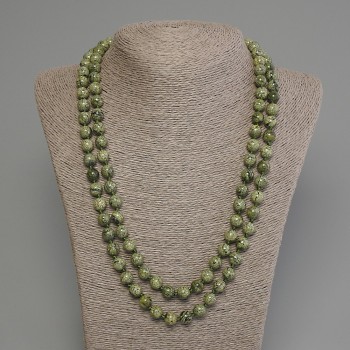 Long Necklace, Serpentine smooth beads 8mm+/-, length 120cm+