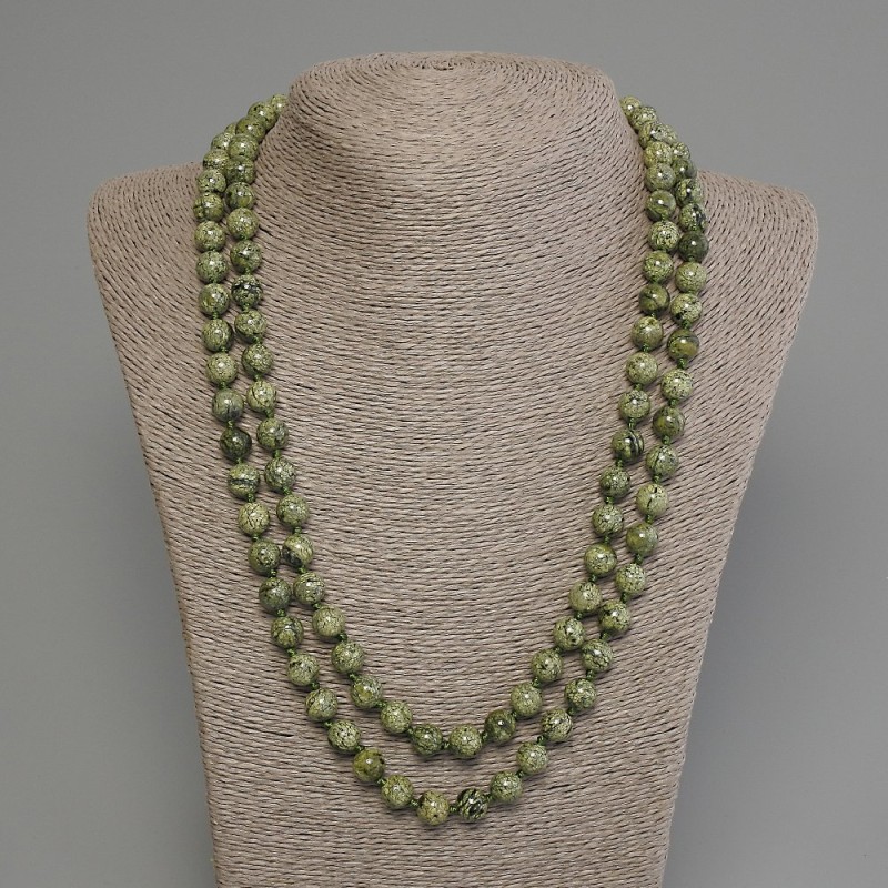 Long Necklace, Serpentine smooth beads 8mm+/-, length 120cm+