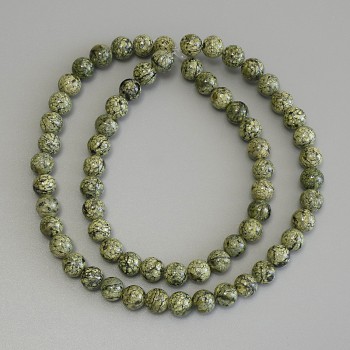 Serpentine Beads, Pressed Smooth Round 6mm+-, Length 40cm+- on Thread