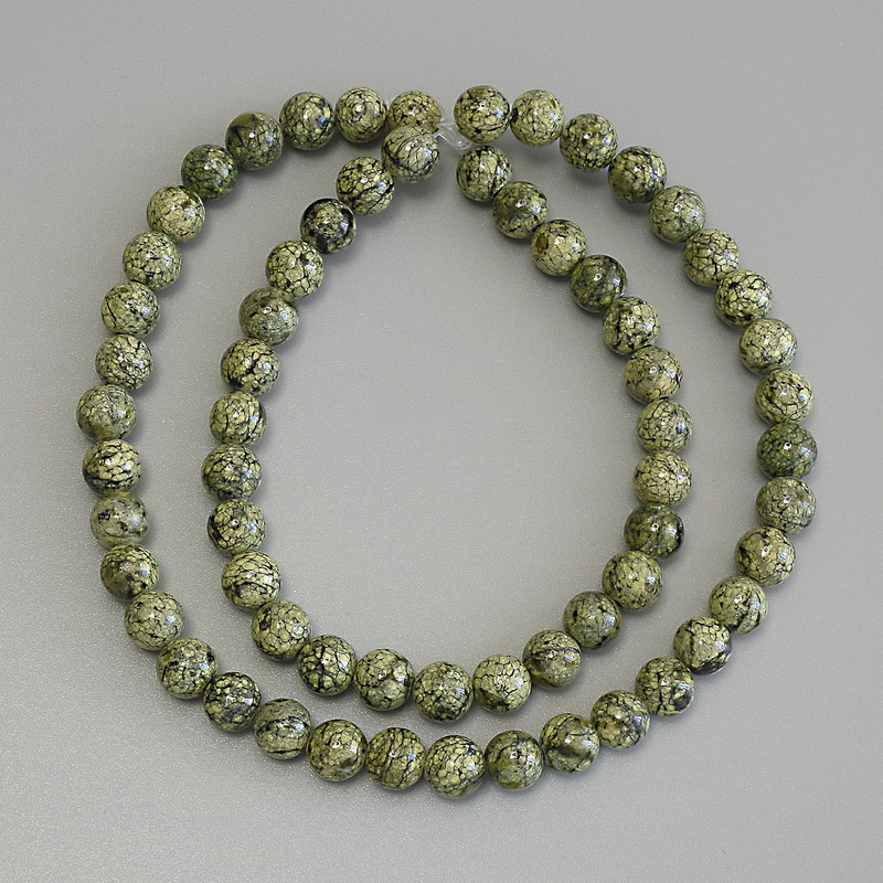 Serpentine Beads, Pressed Smooth Round 6mm+-, Length 40cm+- on Thread