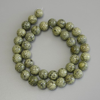 Serpentine Beads, Pressed Smooth Round 10mm+-, Length 39cm+- on Thread