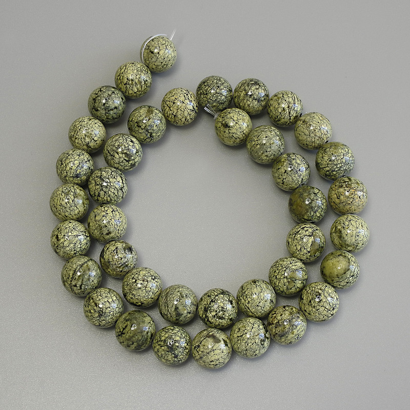 Serpentine Beads, Pressed Smooth Round 10mm+-, Length 39cm+- on Thread