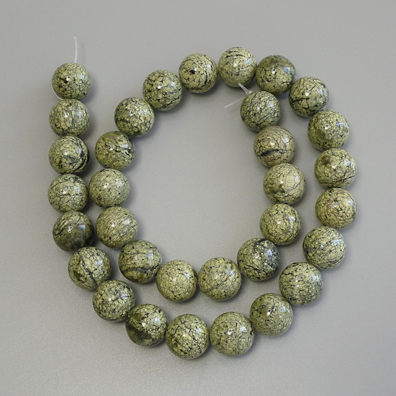 Serpentine Beads, Pressed Smooth Round 12mm+-, Length 39cm+- on Thread