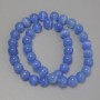 Cat's Eye Beads, azure synthetic stone, smooth round, diameter 9.5mm +/-, on fishing line, length 36cm+